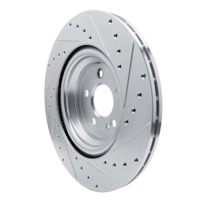 Mercedes-Benz GLS450 Brake Rotor (1) - Rear Left - R1 Concepts - Drilled & Slotted - Silver - `20-`26